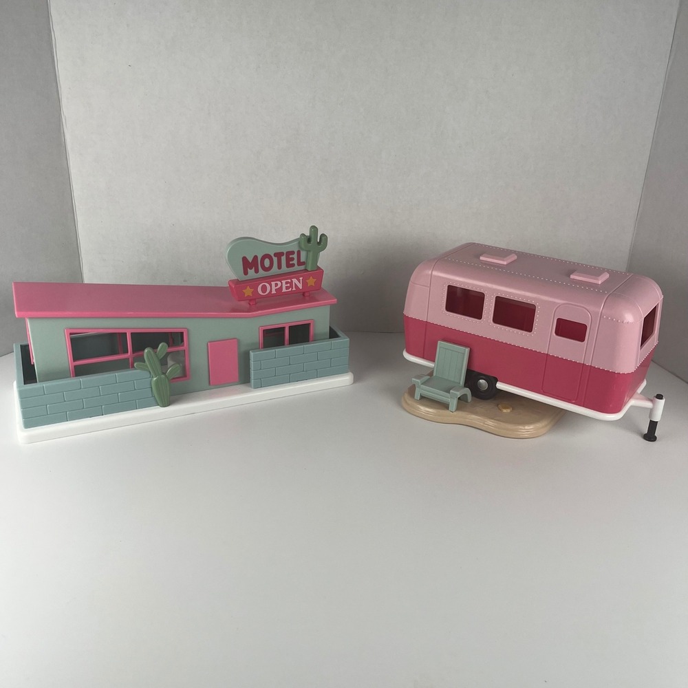 Crescent Retro Motel and Pink Camper Trailer Toy Set Target Exclusive